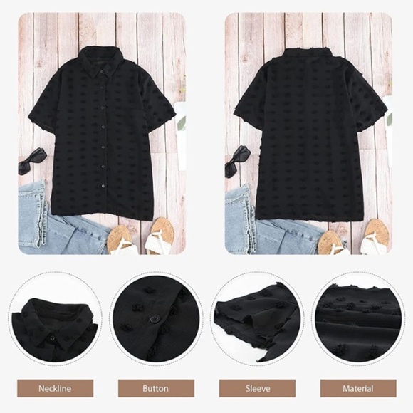 V-Neck Chiffon Pom Pom Blouse - Picture 2 of 6